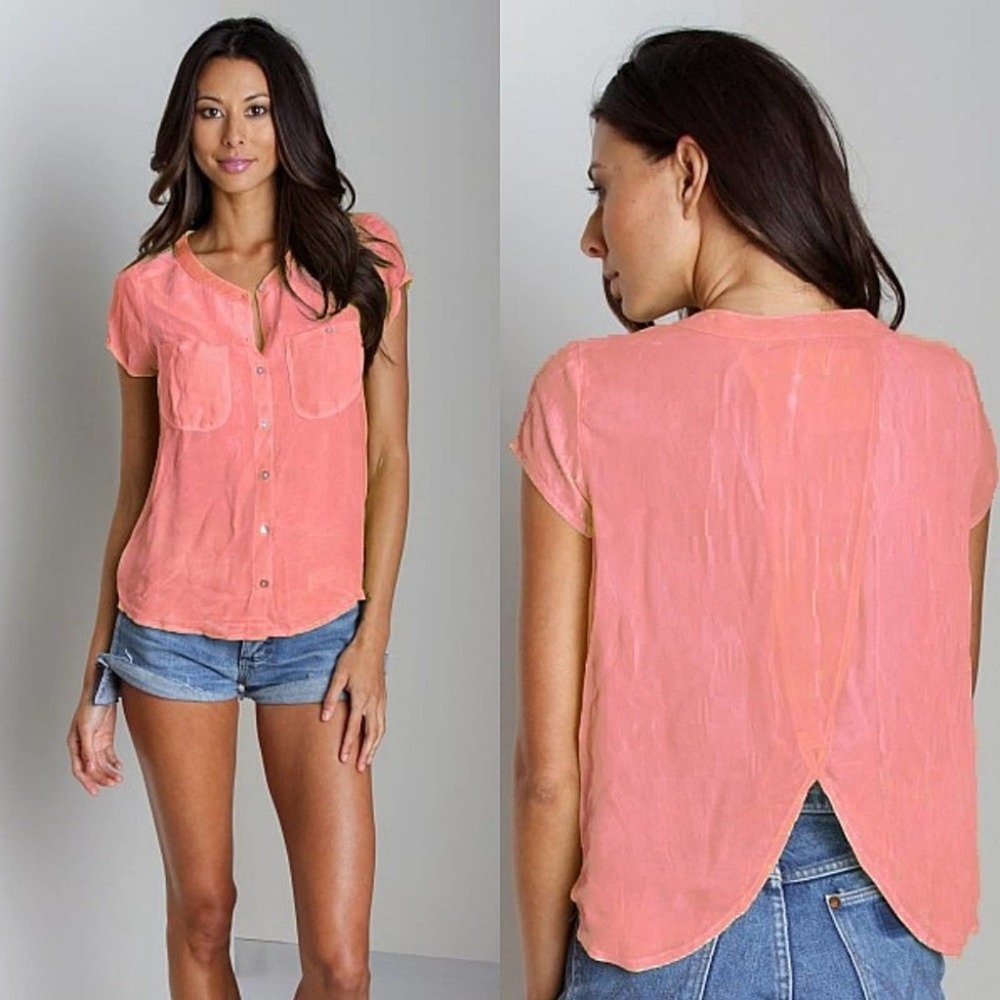 We The Free Spellbound Sheer Crinkle Button-Up Top